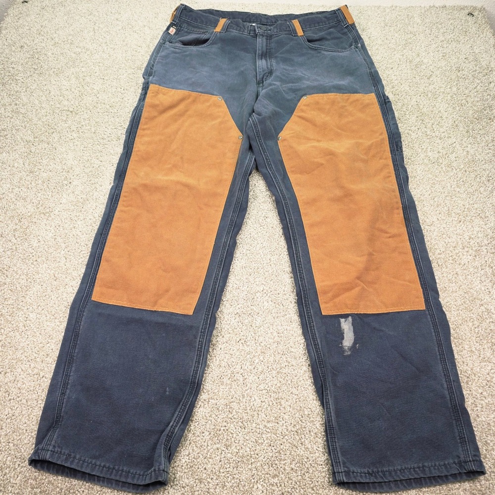 Carhartt FR Flame Resistant Double Front Work Pants Navy Blue 36x32 FRB159-DNY